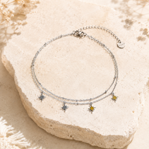Chaines de cheville double pampilles étoiles