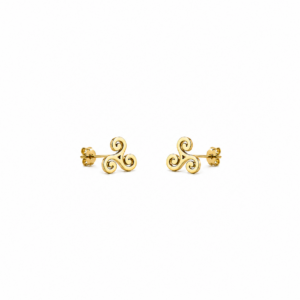 Boucles d'oreille puces acier doré Triskel (6/7mm)