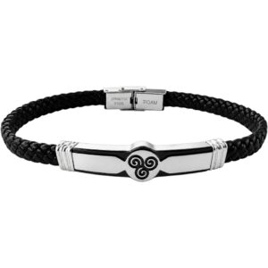 Bracelet réglable noir fin plaque acier Triskel