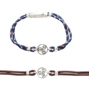 Bracelet réglable cordon Triskel 15 mm acier (2 couleurs au choix)