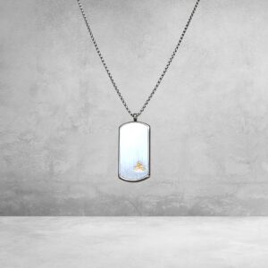 Collier plaque acier brossé Triskel doré