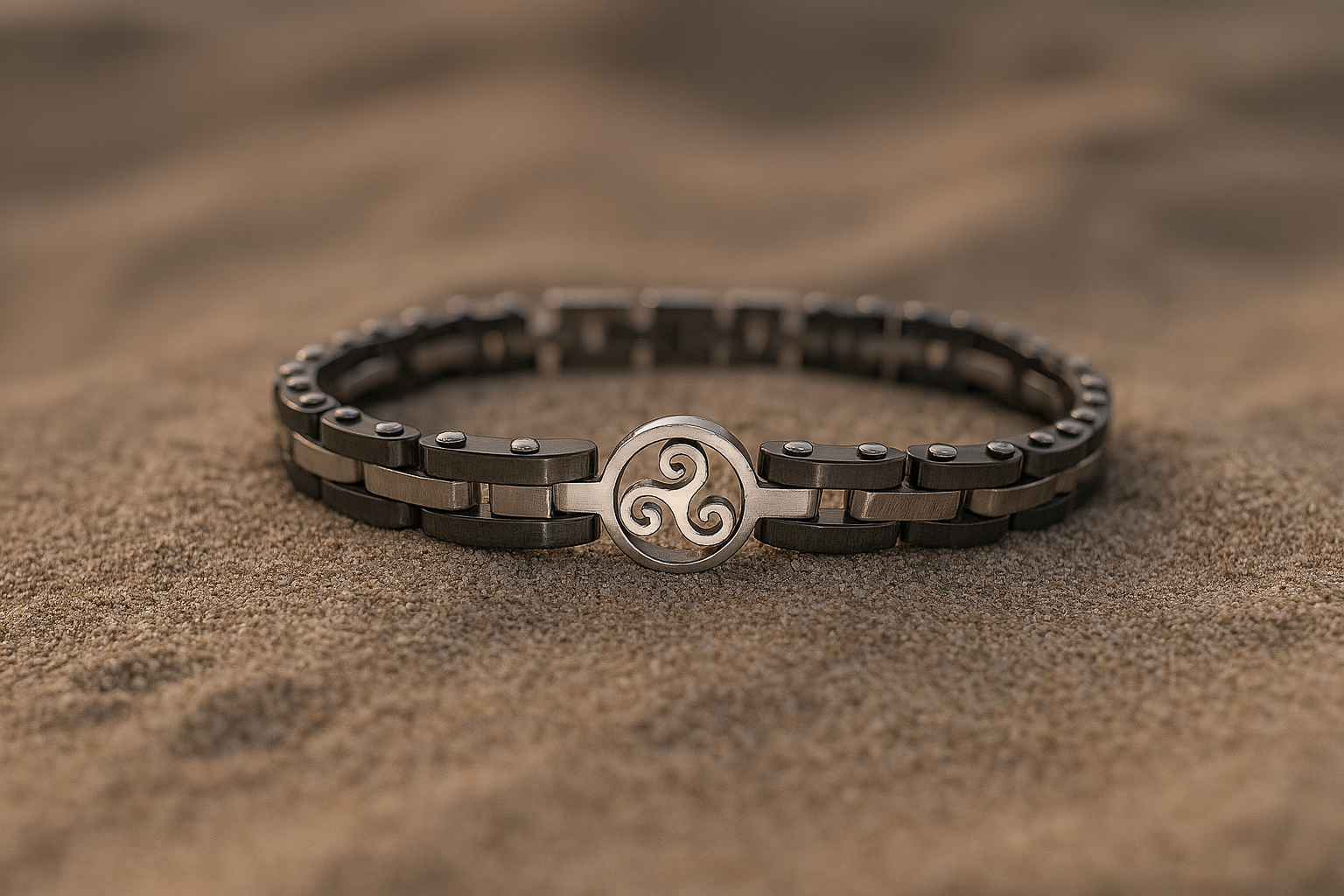 Bracelet céramique&acier Triskel rond
