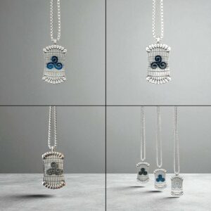 Collier plaque design acier avec Triskel