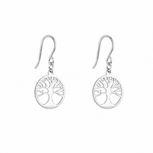 Boucles d'oreilles pendantes Arbre de vie acier