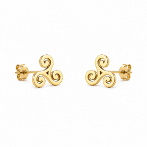 Boucles d'oreille puces acier doré Triskel (10mm)