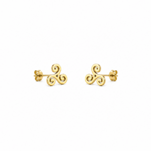 Boucles d'oreilles puces Triskel 8 mm acier doré