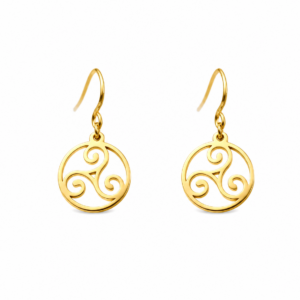 Boucles d'oreilles pendantes Triskel acier doré