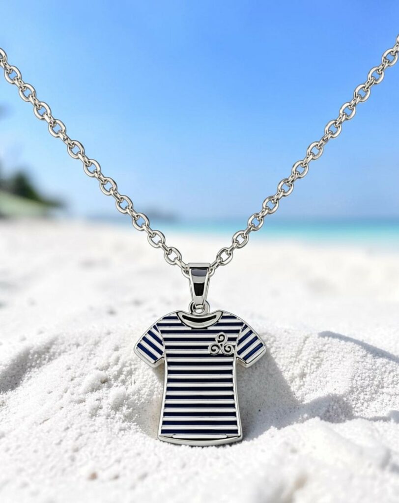 Collier Marinière Bleu marine&acier