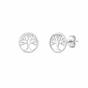 Boucles d'oreilles puces Arbre de vie acier