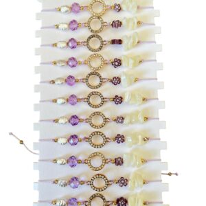 Bracelets réglables Perles & Rond strass